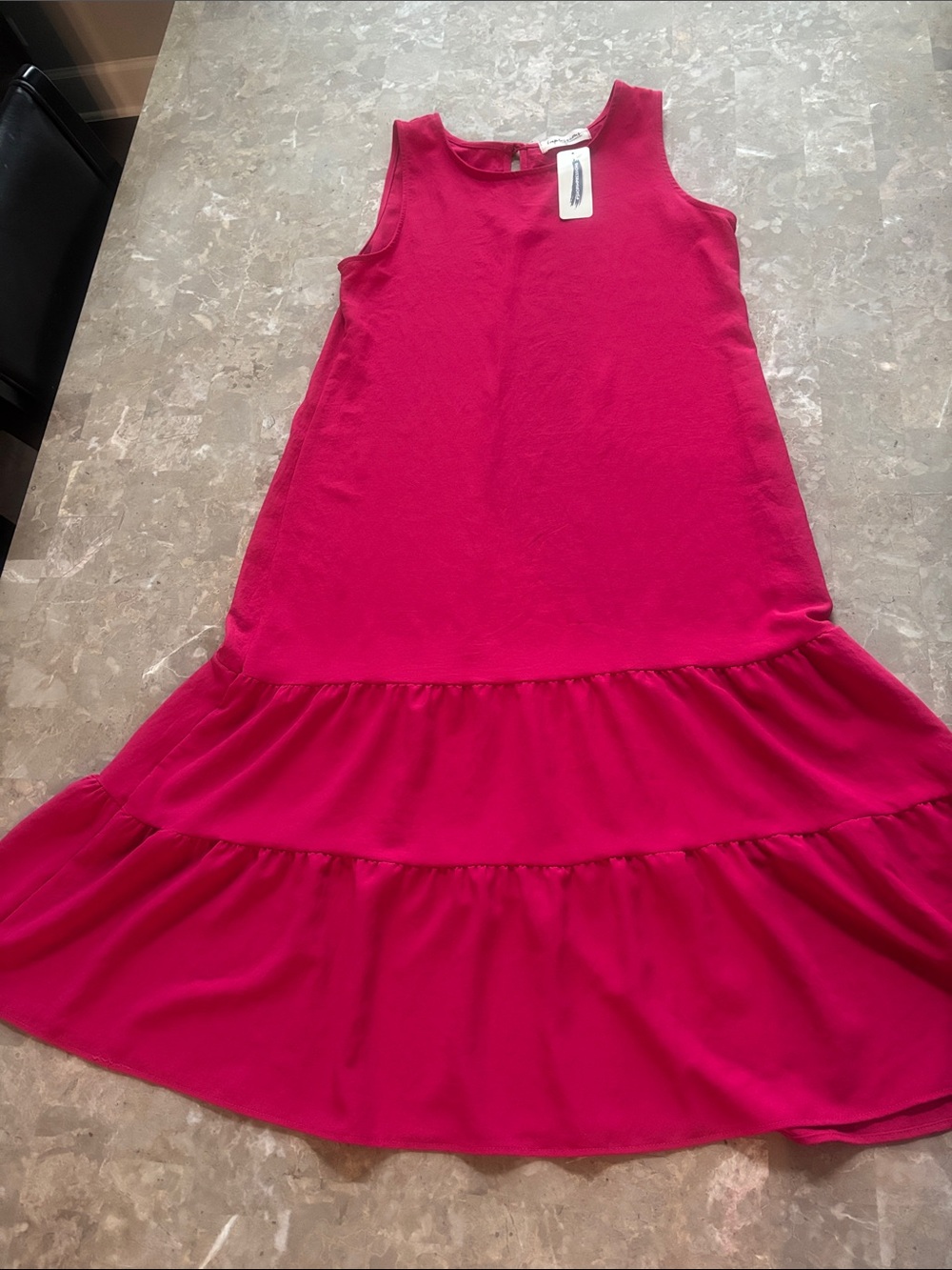 NWT Impressions Women’s Sleeveless Tiered Dress - Hot Pink